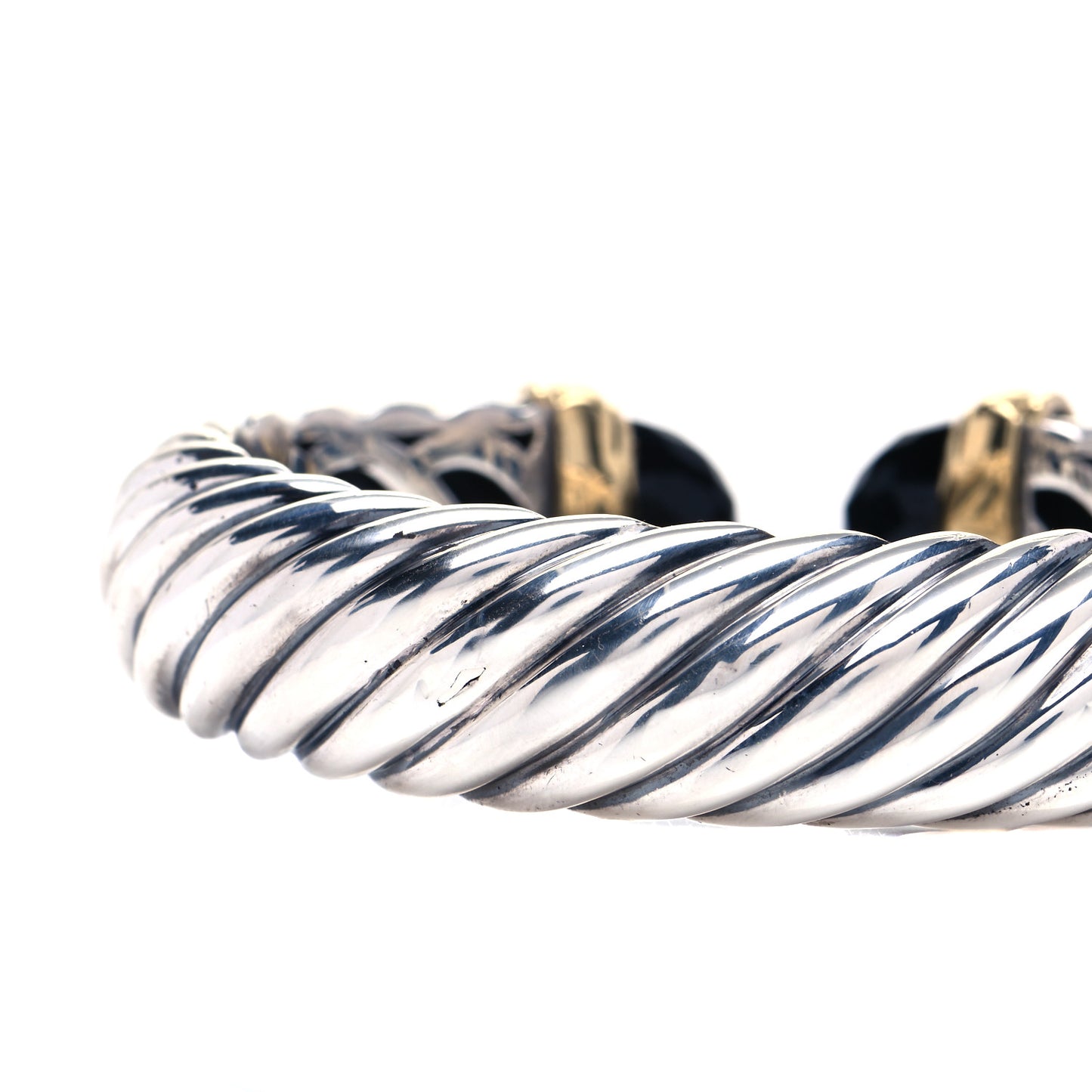 Sterling Silver 18K Yellow Gold Black Onyx 15mm Waverly Bracelet
