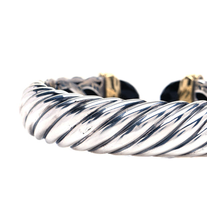 David Yurman Sterling Silver 18K Yellow Gold Black Onyx 15mm Waverly Bracelet 6 of 7