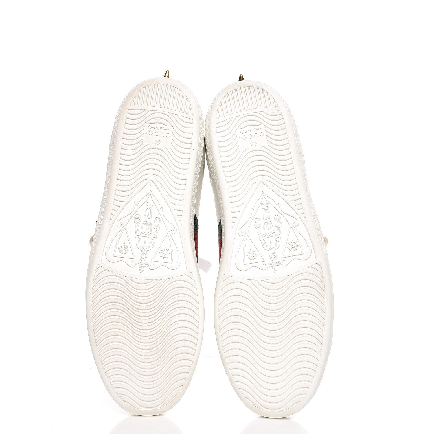 Gucci Calfskin Web Studded Ace Sneakers 38 White 5 of 9
