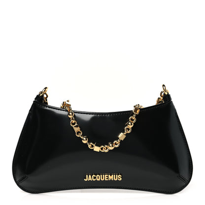 Jacquemus Glazed Calfskin The Small Bisou Chaine Shoulder Bag Black 1 of 9