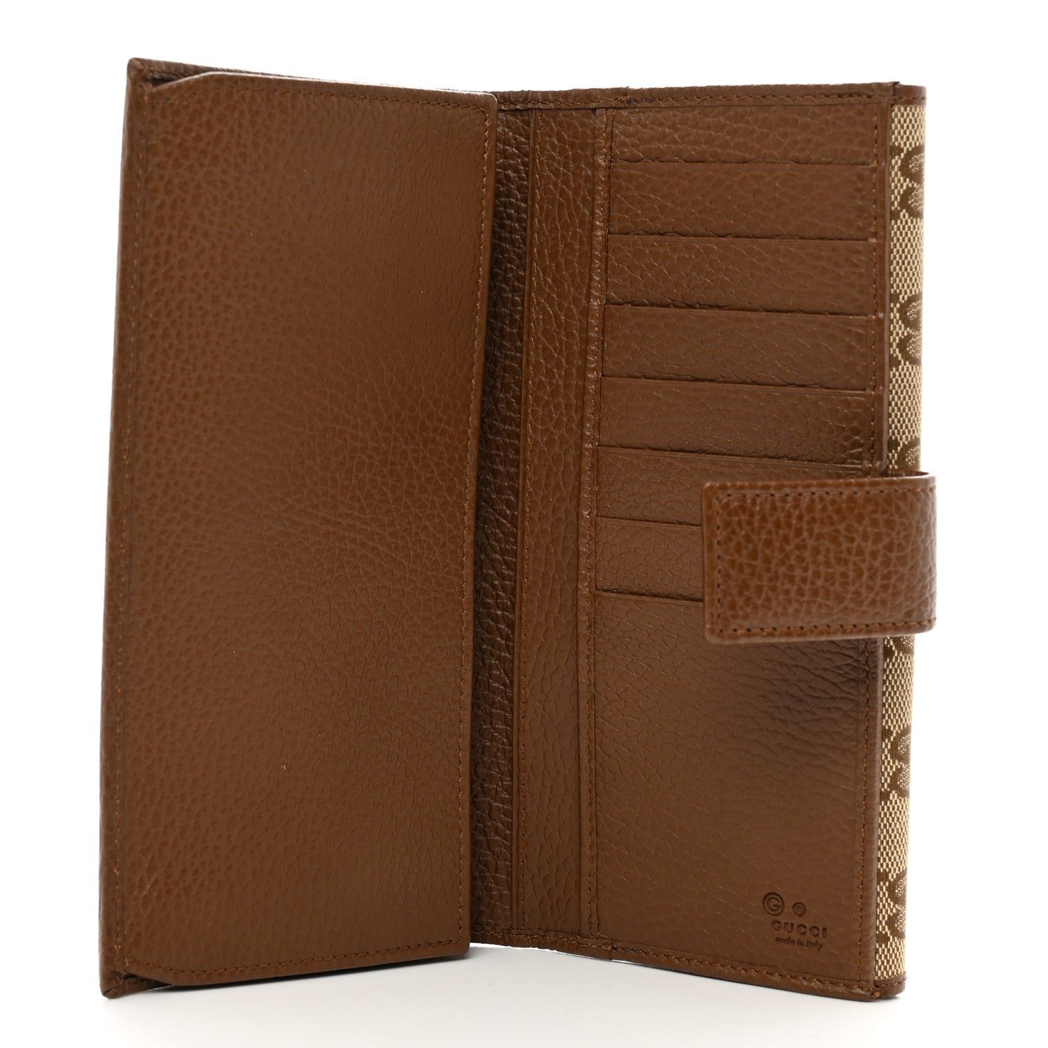 Gucci Monogram Metal Bar Continental Flap Wallet Beige Ebony Dark Brown 5 of 9