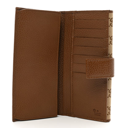 Gucci Monogram Metal Bar Continental Flap Wallet Beige Ebony Dark Brown 5 of 9