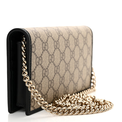 Gucci GG Supreme Monogram Azalea Calfskin Horsebit 1955 Wallet On Chain Beige Black 3 of 11