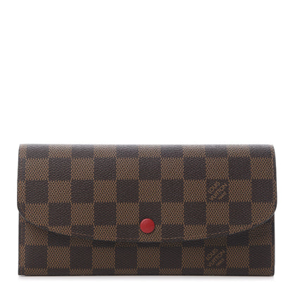 Louis Vuitton Damier Ebene Emilie Wallet Red 1 of 8