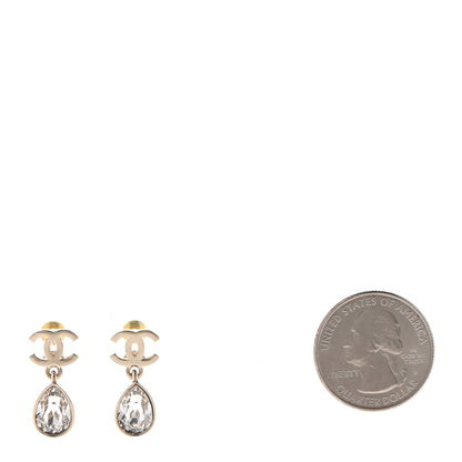 Chanel Crystal CC Tear Drop Earrings Gold 2 of 4