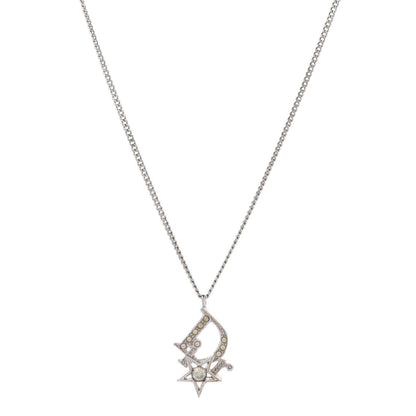 Christian Dior Crystal Logo Star Necklace Silver 1 of 6