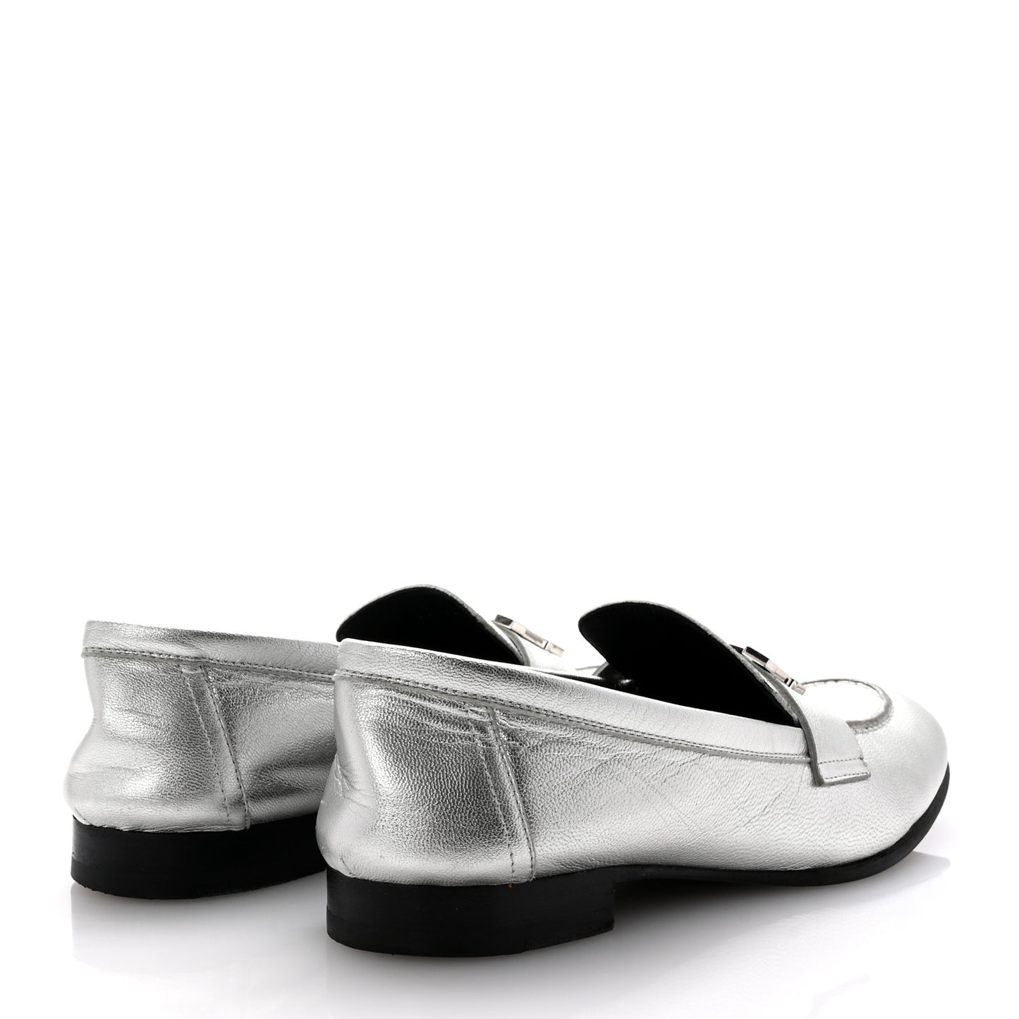 Metallic Calfskin Womens Paris Loafers 37 Silver