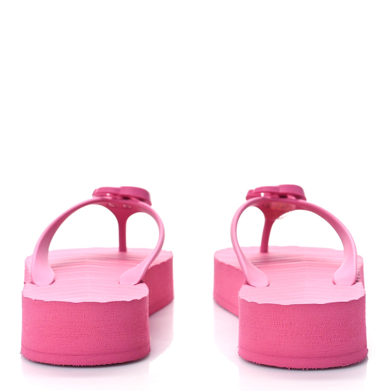 Gucci Rubber Chevron Womens GG Thong Sandals 38 Pink Tropical Flower 5 of 9