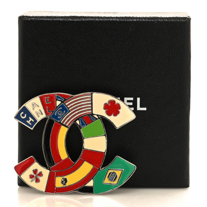 Chanel Enamel Flags CC Brooch Silver 4 of 4
