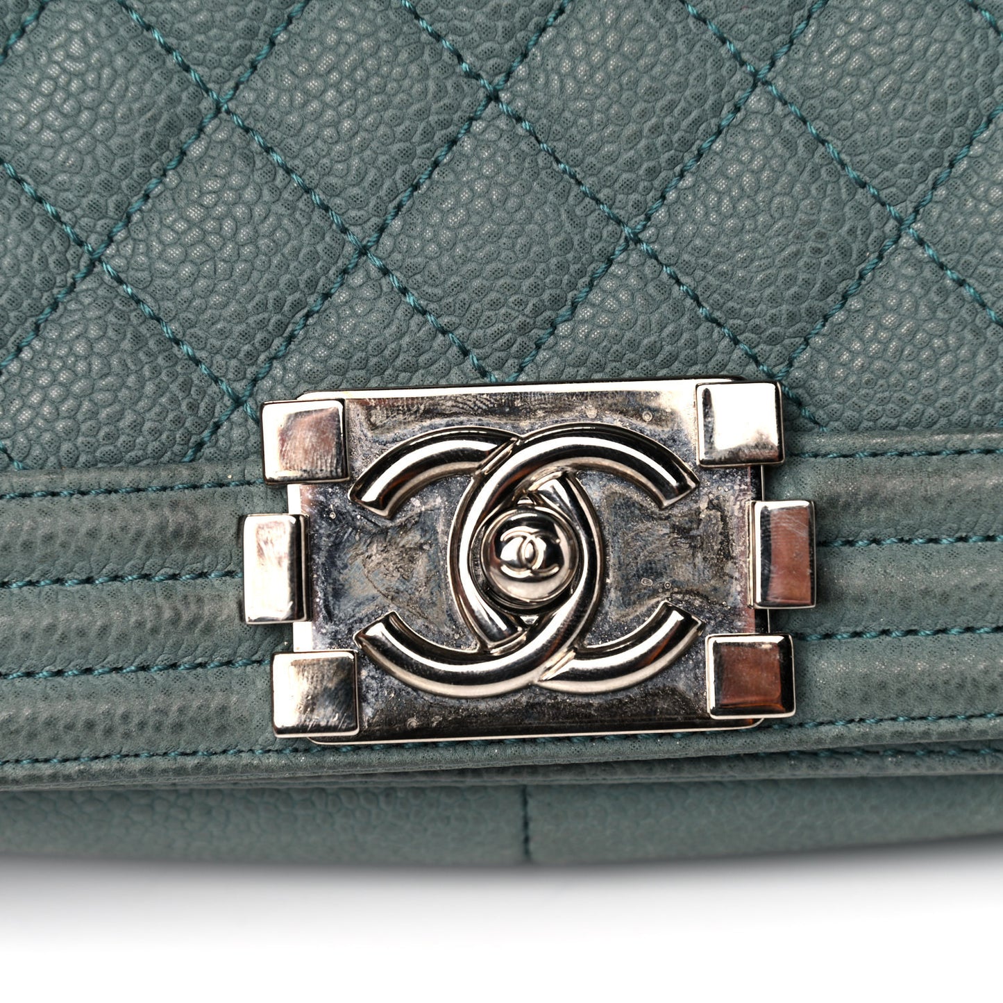 Caviar Quilted Medium Boy Flap Vert Fonce