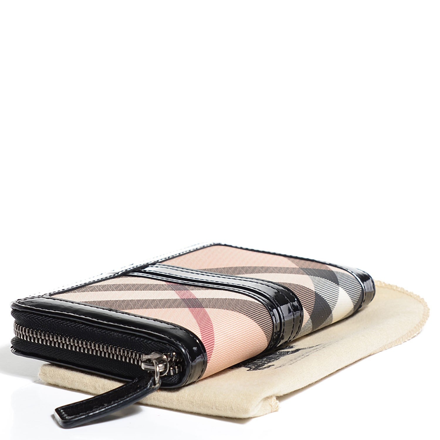 Burberry Supernova Check Patent Large Ziggy Zip Around Wallet Black 4 of 9