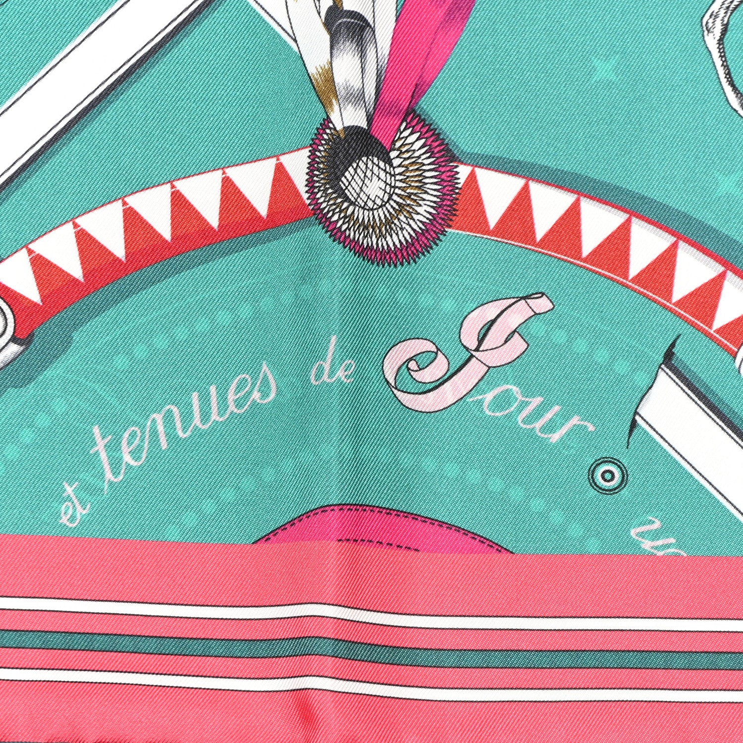 Hermes Silk Couvertures Et Tenues Double Face Scarf 90 Vert Rose White 2 of 7