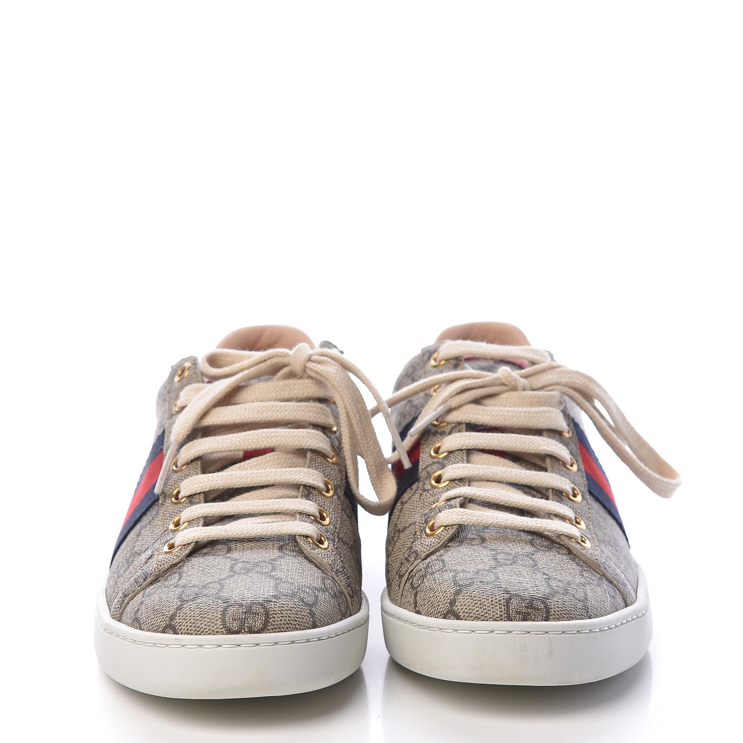GG Supreme Monogram Womens Ace Low-Top Sneaker 38 Beige
