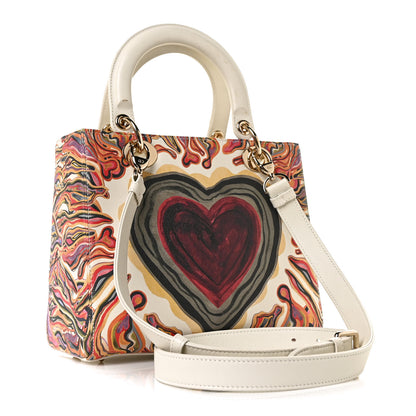 Christian Dior Deerskin Heart Printed Medium Lady Dior Multicolor 2 of 9