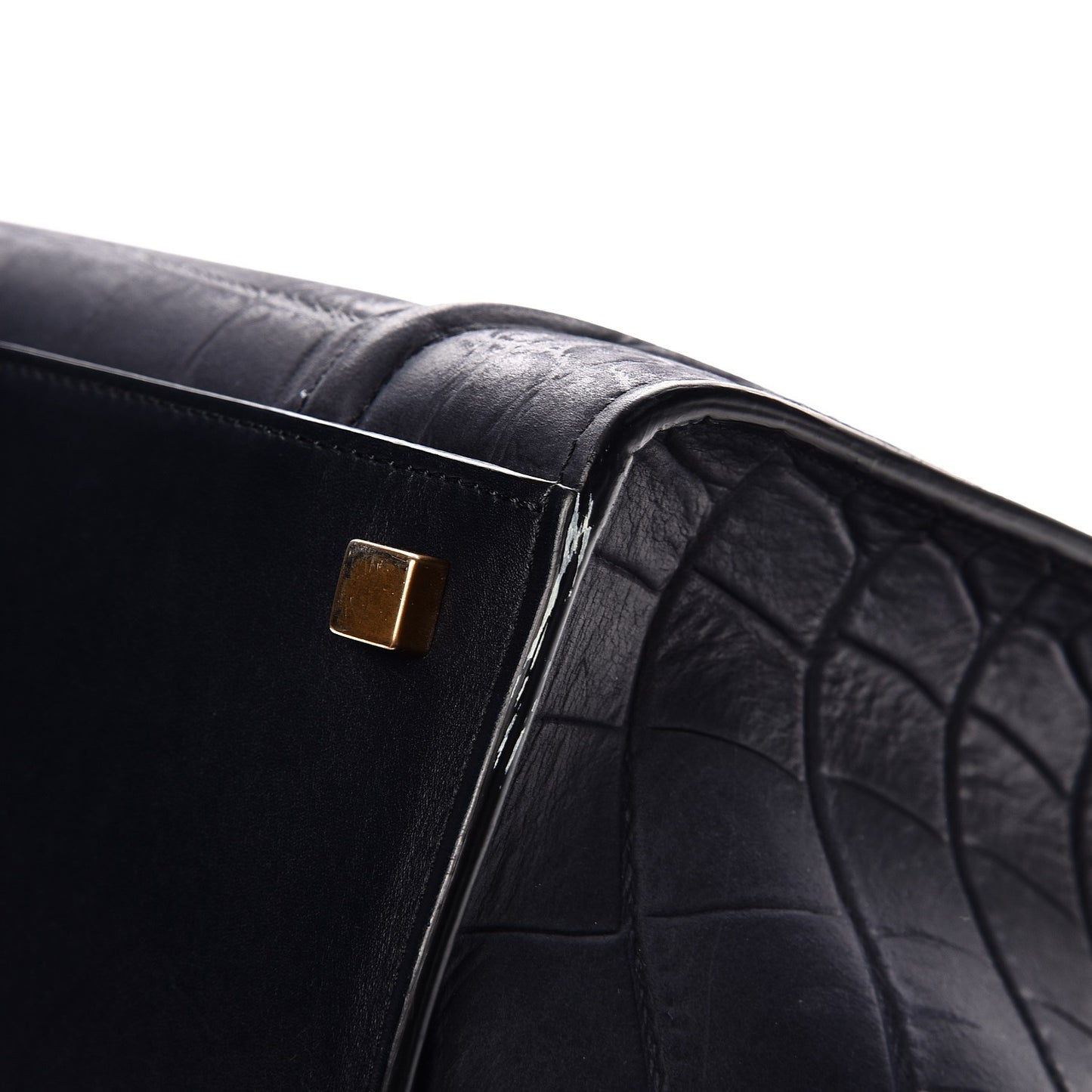 Crocodile Embossed Nubuck Medium Phantom Luggage Navy Blue