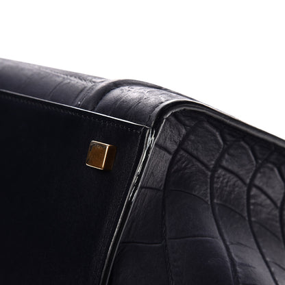 Celine Crocodile Embossed Nubuck Medium Phantom Luggage Navy Blue 15 of 15