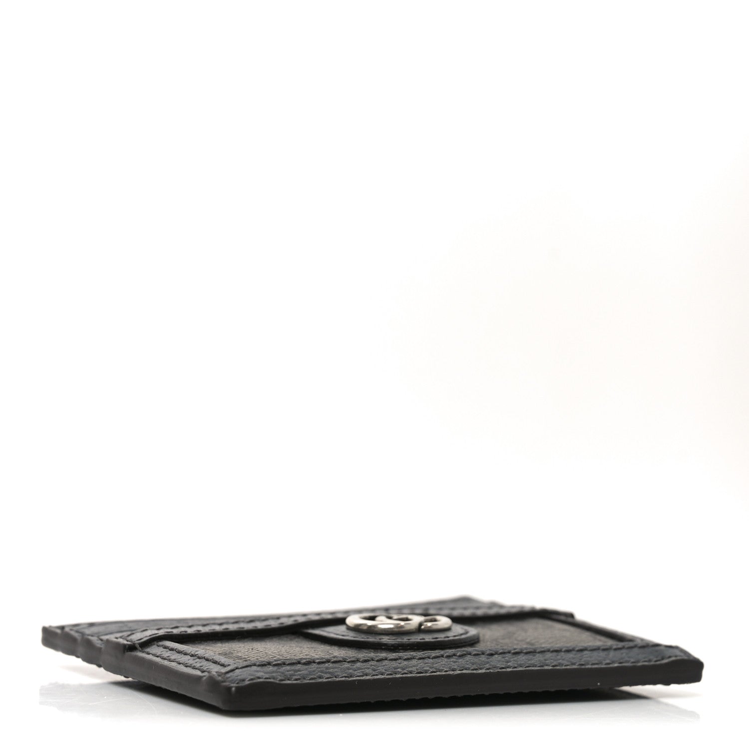 Gucci GG Supreme Monogram Textured Dollar Calfskin Ophidia Card Holder Grey Black Graphite Grey 4 of 7