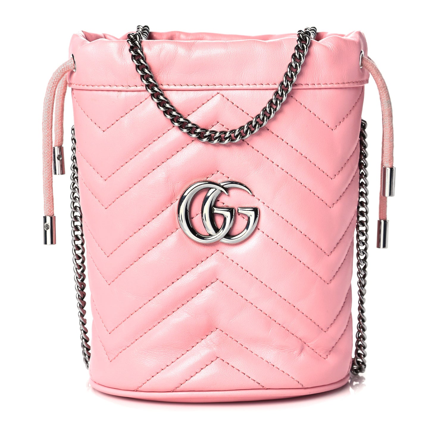 Calfskin Matelasse Mini GG Marmont 2.0 Bucket Bag Wild Rose