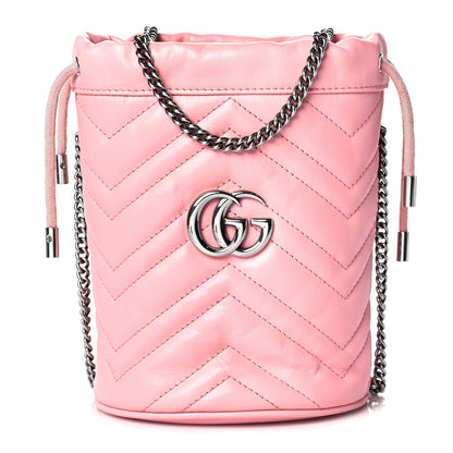 Gucci Calfskin Matelasse Mini GG Marmont 2.0 Bucket Bag Wild Rose 1 of 11