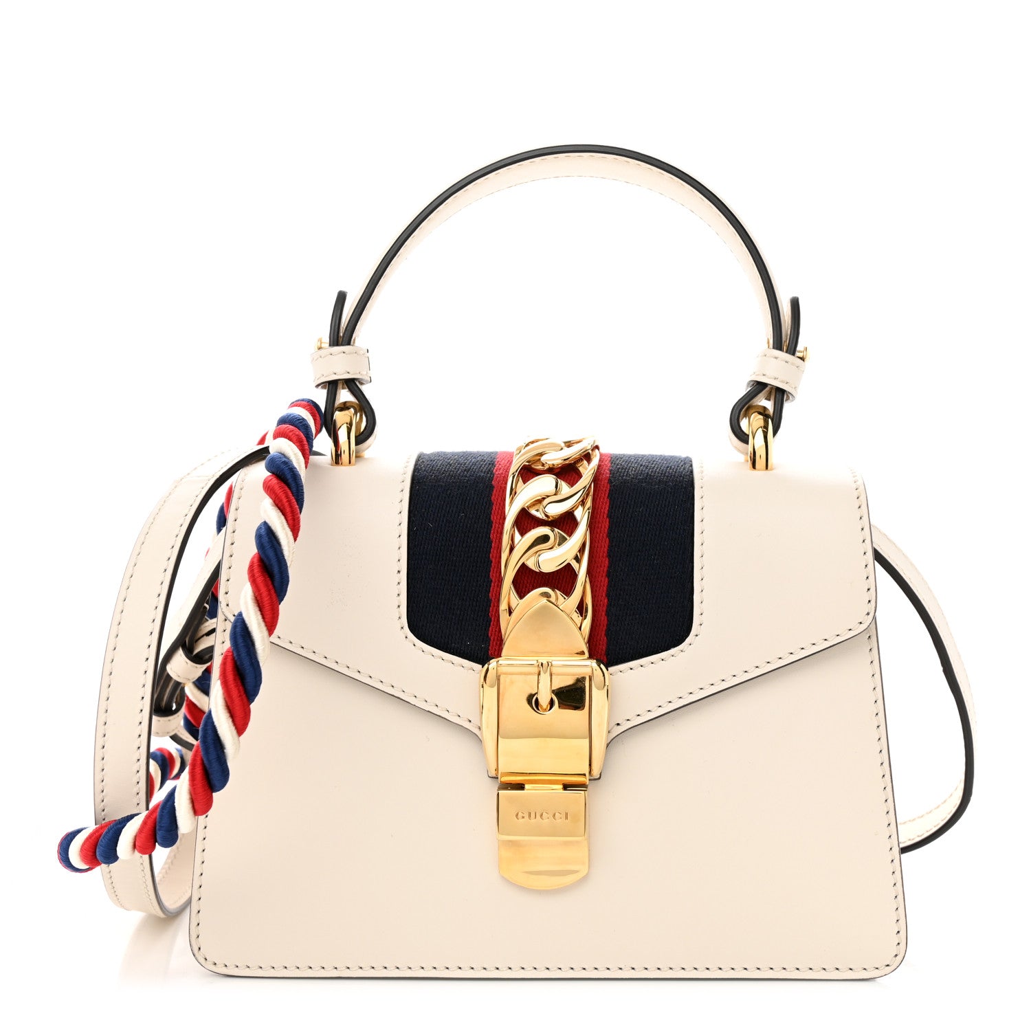 Gucci Calfskin Mini Sylvie Top Handle Bag White 1 of 10