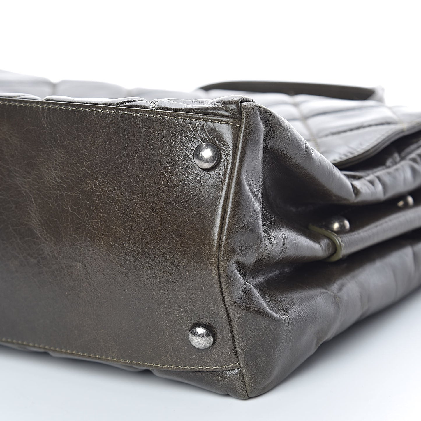 Glazed Calfskin Boy Satchel Flap Dark Grey