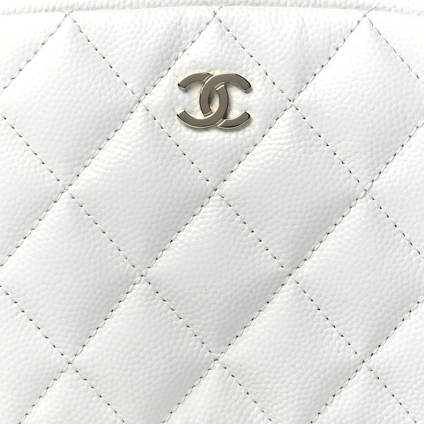 Caviar Quilted Small Curvy Pouch Cosmetic Case White