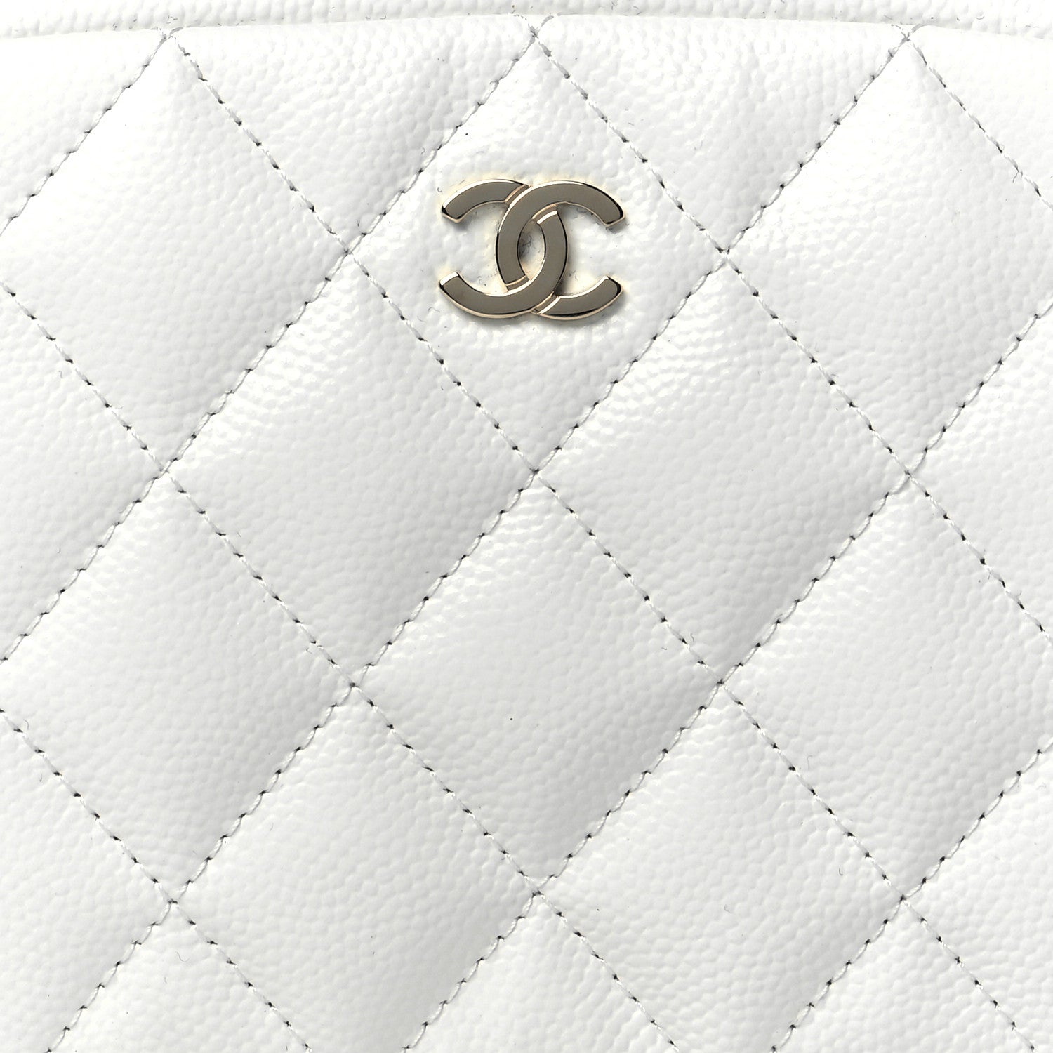 Chanel Caviar Quilted Small Curvy Pouch Cosmetic Case White 8 of 11