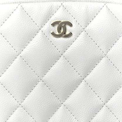 Chanel Caviar Quilted Small Curvy Pouch Cosmetic Case White 8 of 11