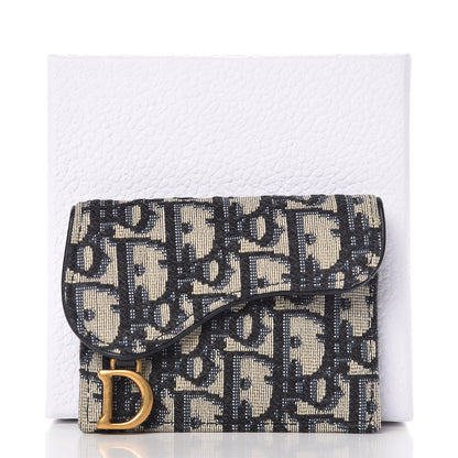 Christian Dior Oblique Saddle Card Holder Blue 8 of 8