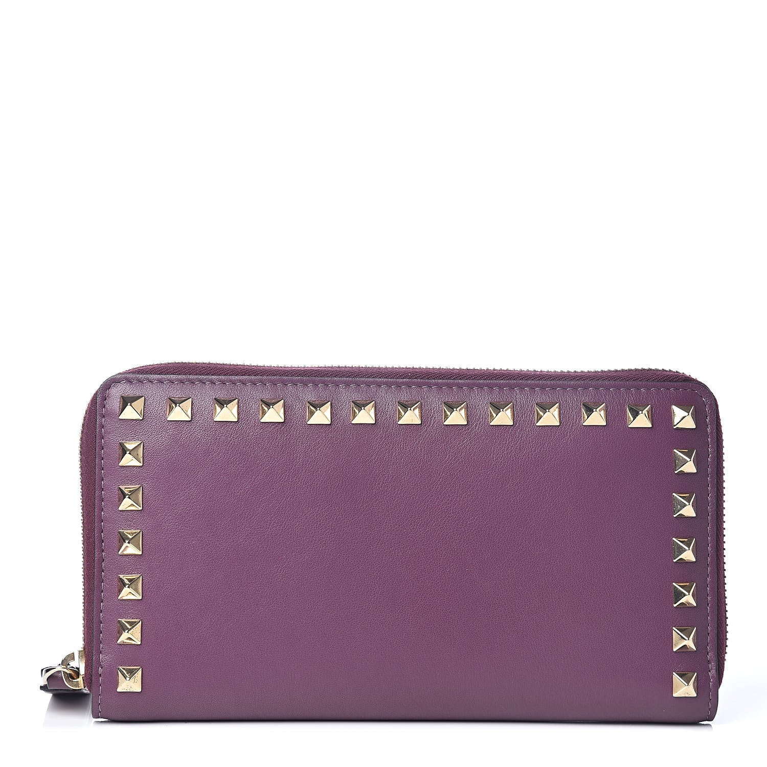 Valentino Garavani Calfskin Rockstud Zip Around Wallet Purple Violet 1 of 7