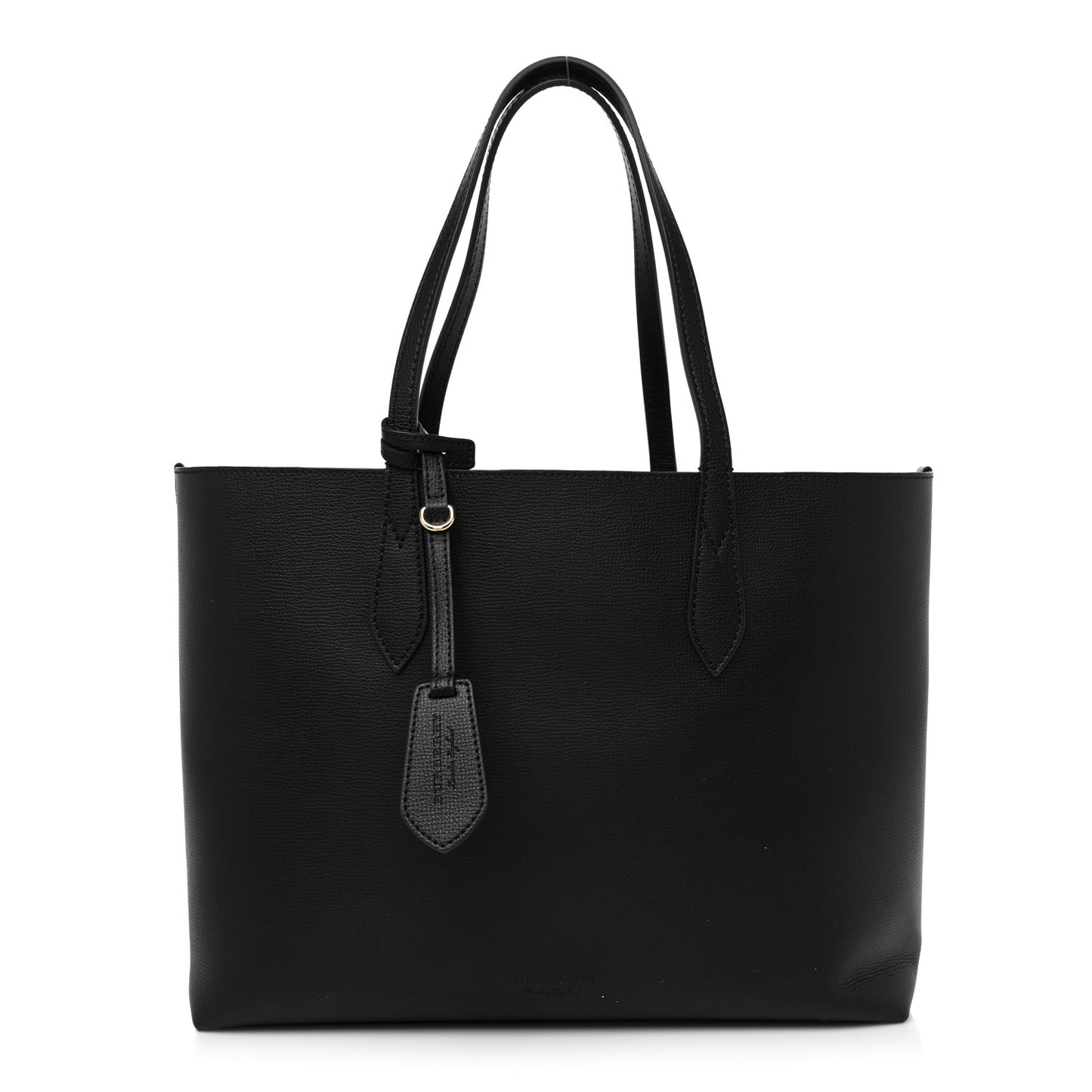 Grainy Calfskin Haymarket Check Small Reversible Tote Black