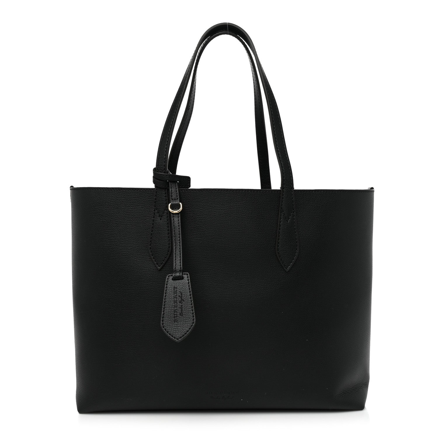 Burberry Grainy Calfskin Haymarket Check Small Reversible Tote Black 1 of 8