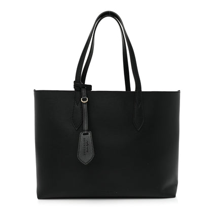 Burberry Grainy Calfskin Haymarket Check Small Reversible Tote Black 1 of 8
