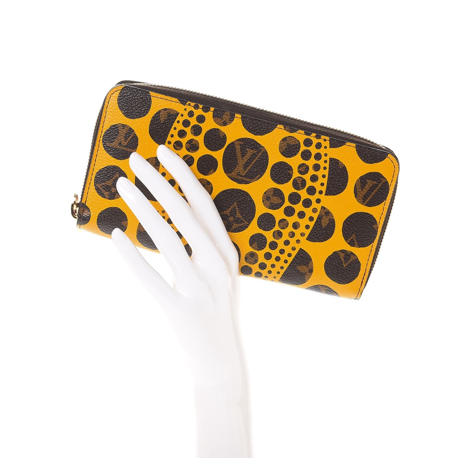 Louis Vuitton Monogram Kusama Pumpkin Dots Zippy Wallet Yellow 2 of 8