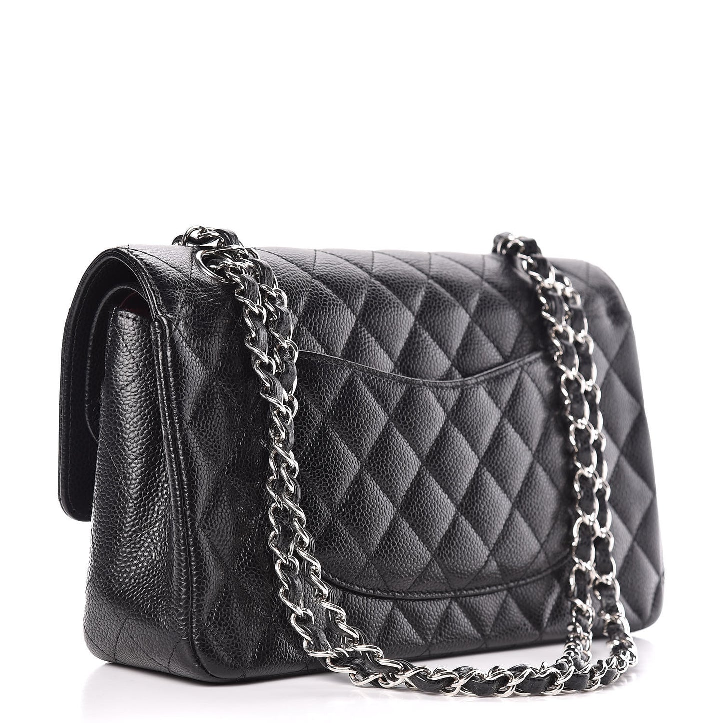 Caviar Quilted Medium Double Flap Black