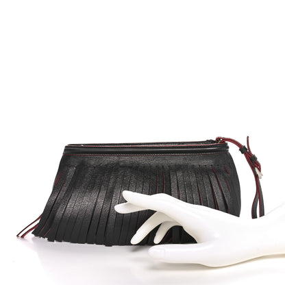Prada Nappa Frange Wristlet Clutch Black Fuoco 2 of 13