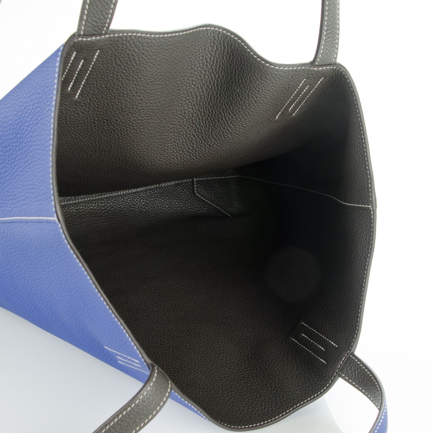 Hermes Taurillon Clemence Double Sens 45 Reversible Tote Bleu Electrique Graphite 5 of 6