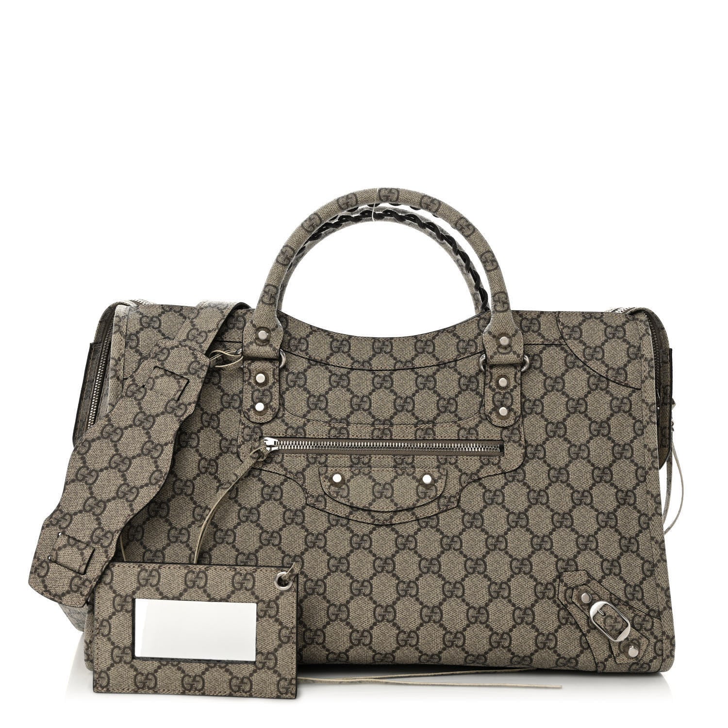 Balenciaga X GUCCI GG Supreme Monogram Neo Classic Silver Hardware City Beige Ebony 1 of 9