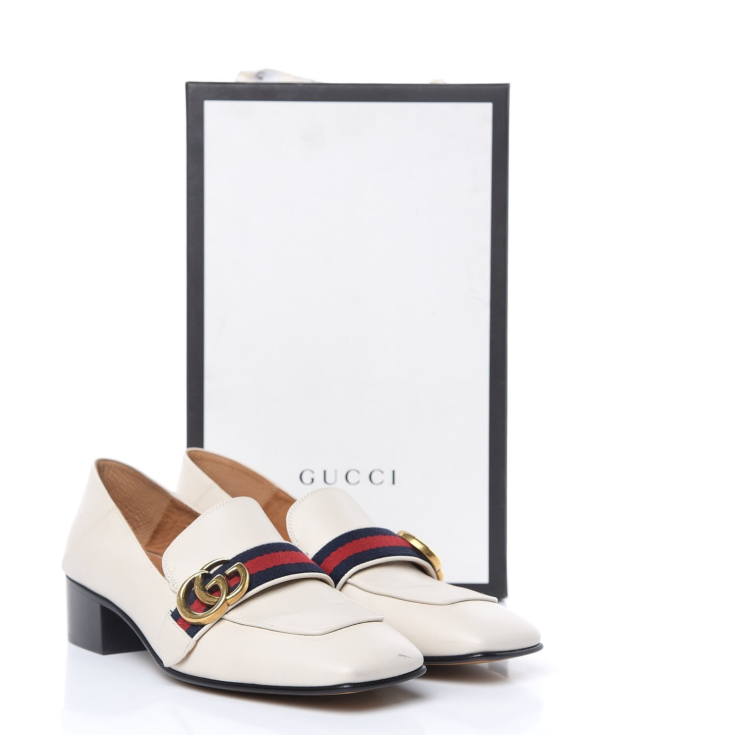 Gucci Calfskin Web Peyton Loafers 38.5 Mystic White 14 of 15