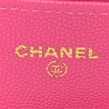 Chanel Caviar Quilted Flap Card Holder Wallet Dark Pink 6 of 8