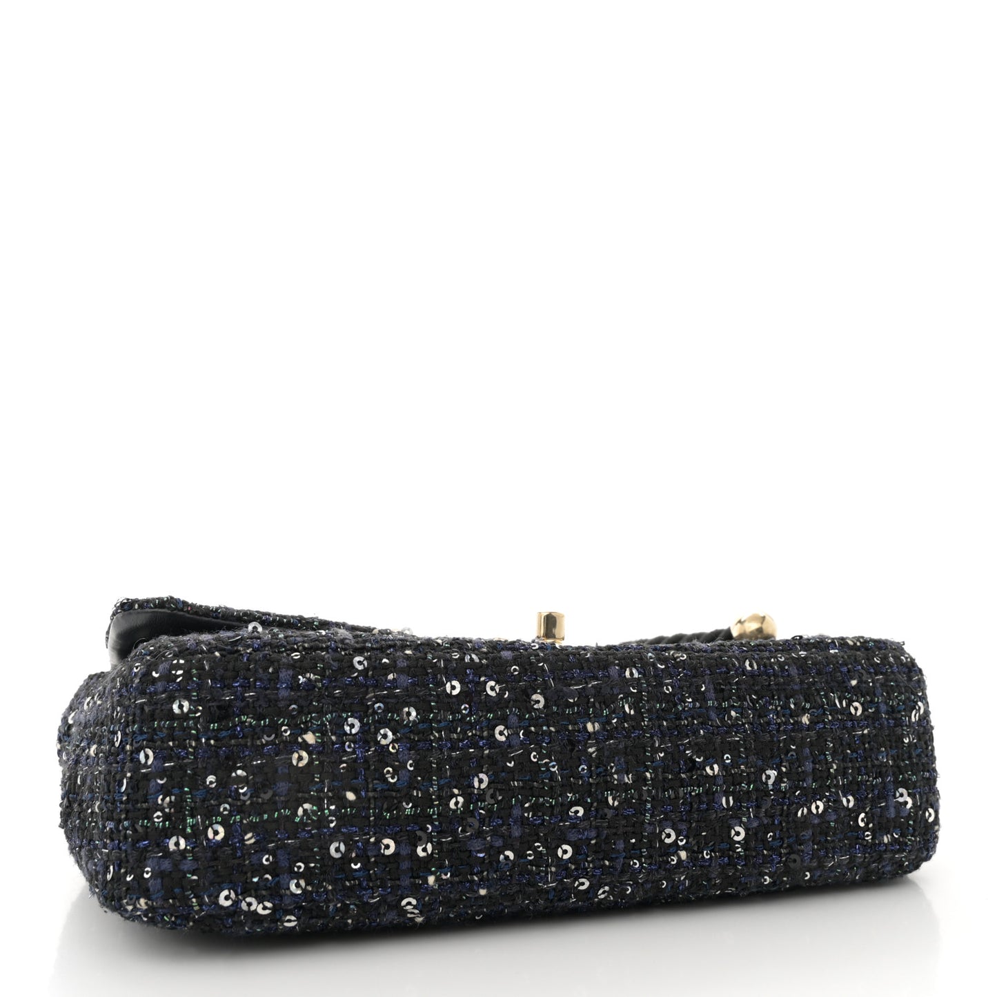 Tweed Medium Pearl Handle Flap Black Ecru