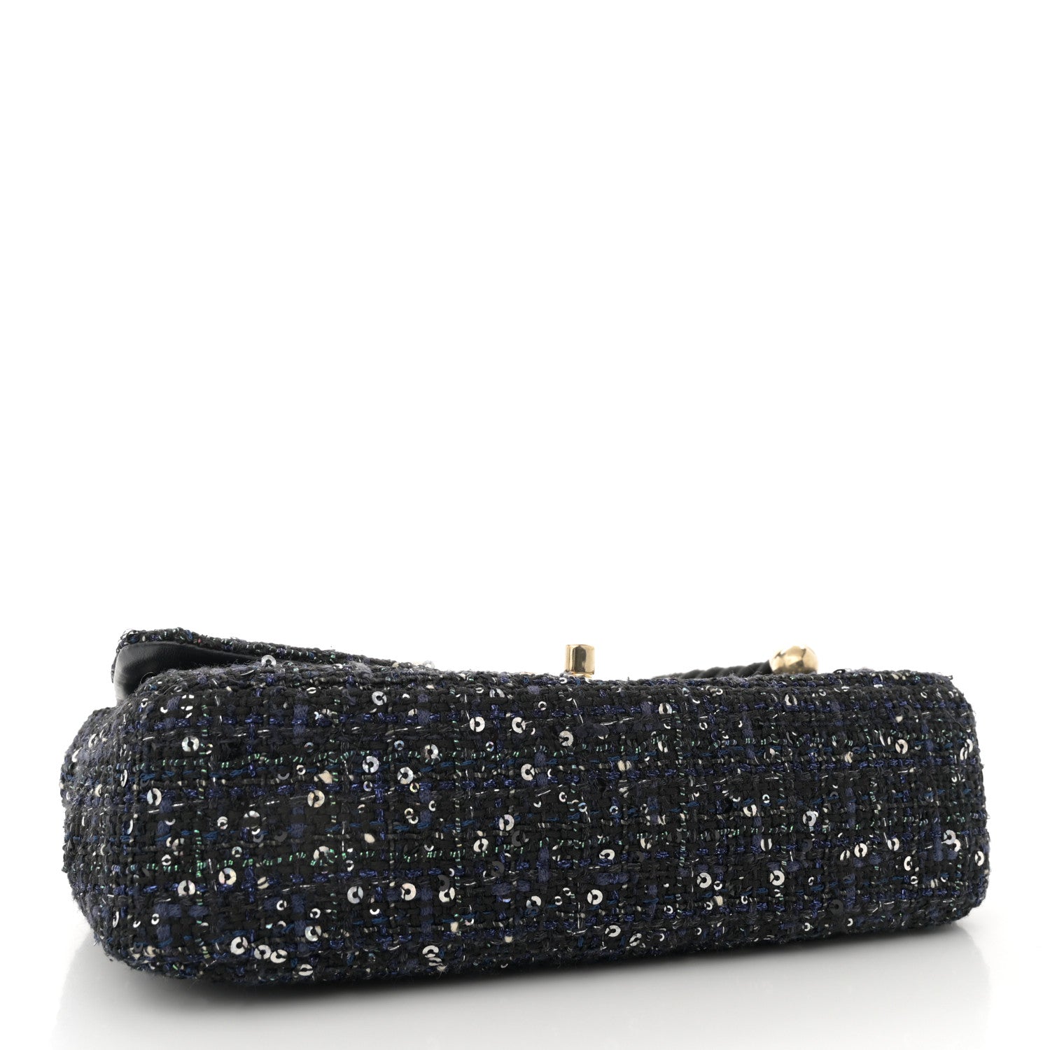 Chanel Tweed Medium Pearl Handle Flap Black Ecru 4 of 11