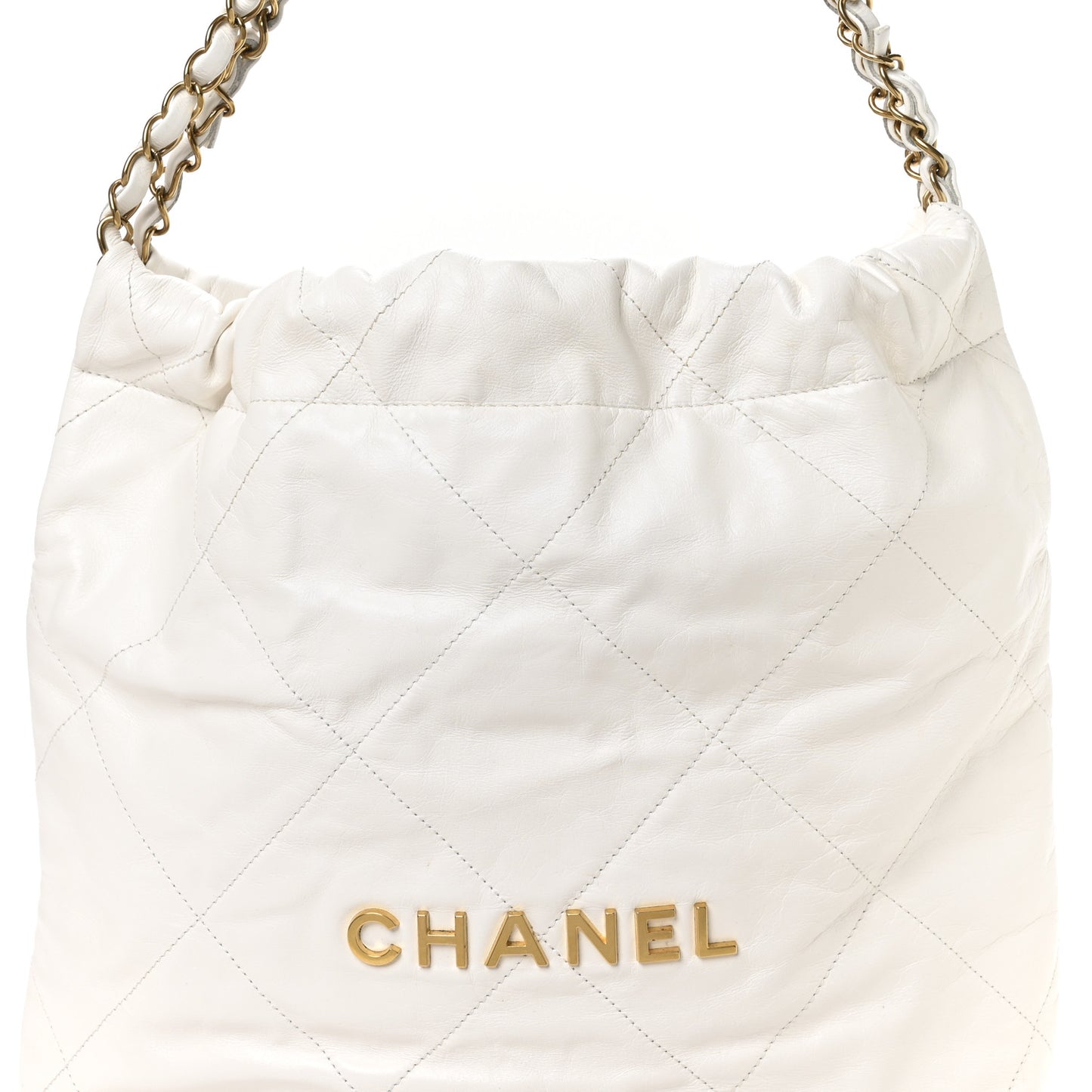 Shiny Calfskin Quilted Small Chanel 22 White