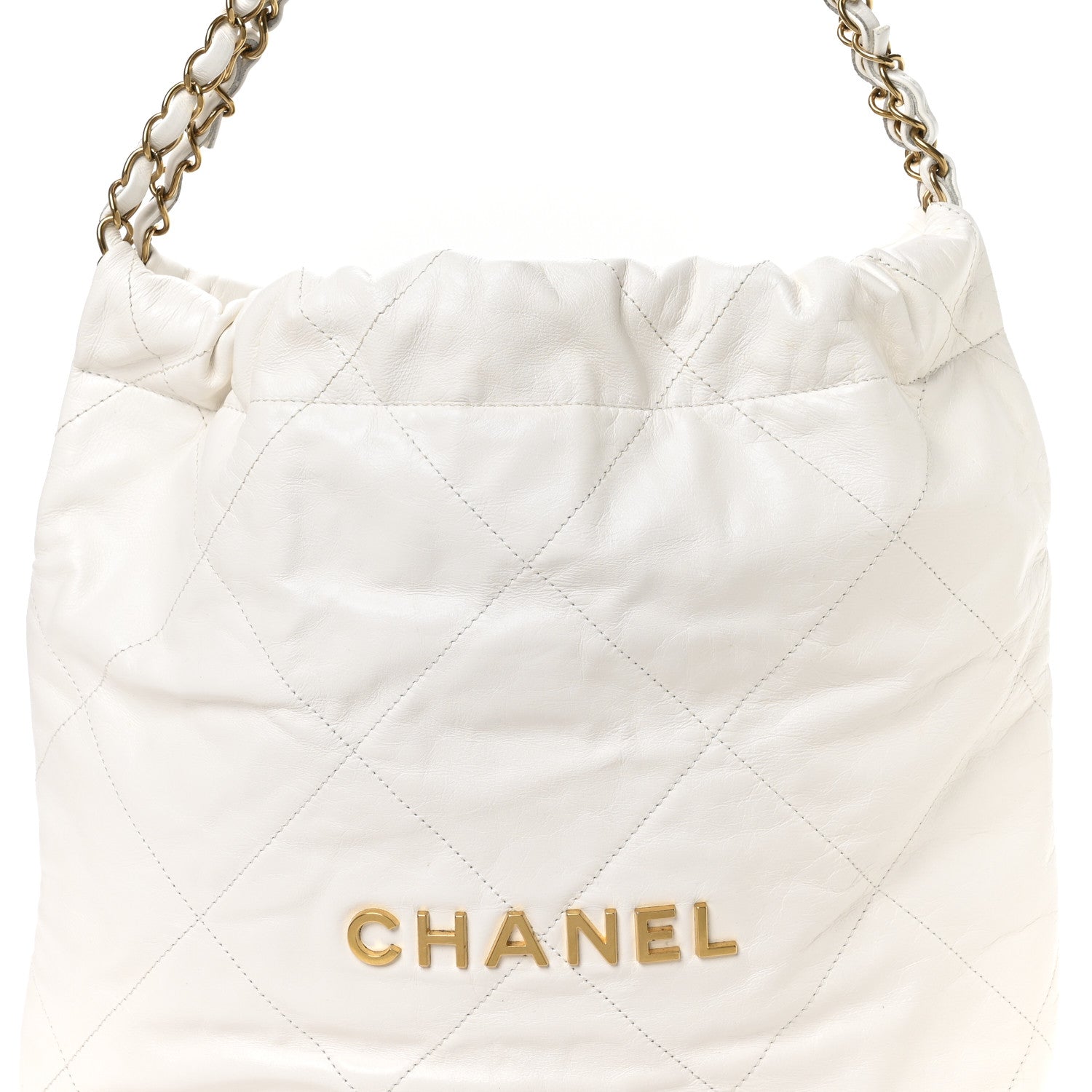 Chanel Shiny Calfskin Quilted Small Chanel 22 White 9 of 11