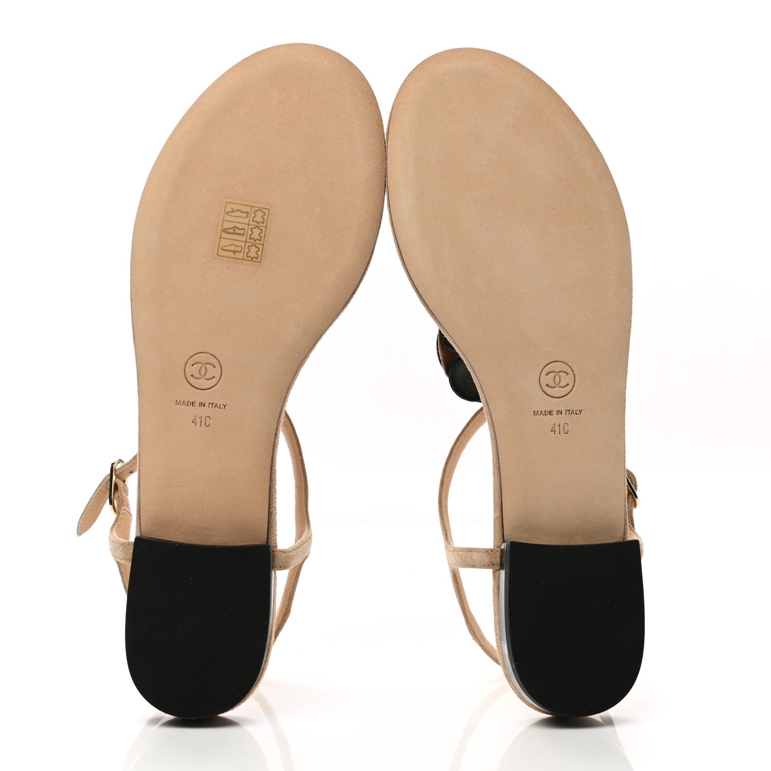 Chanel Suede Patent Calfskin Camellia Thong Sandals 41 Beige Black 5 of 9