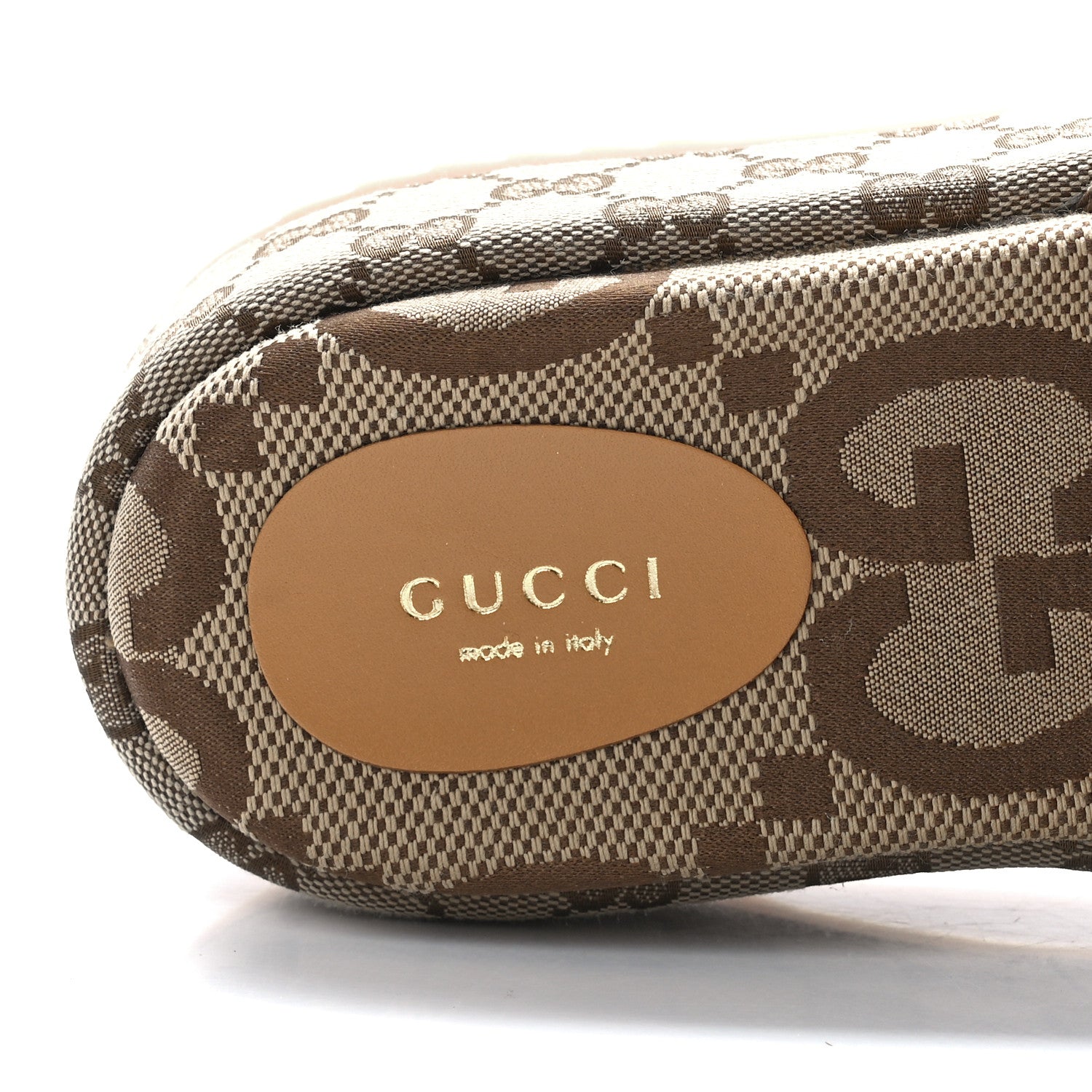 Gucci Monogram Maxi GG Angelina Platform 55mm Slide Sandals 38 Camel Ebony 7 of 9