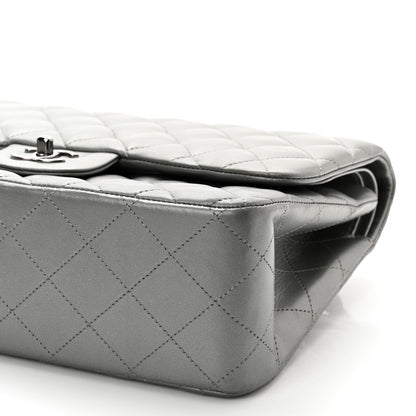 Chanel Metallic Calfskin Quilted Jumbo Double Flap Silver 9 of 14