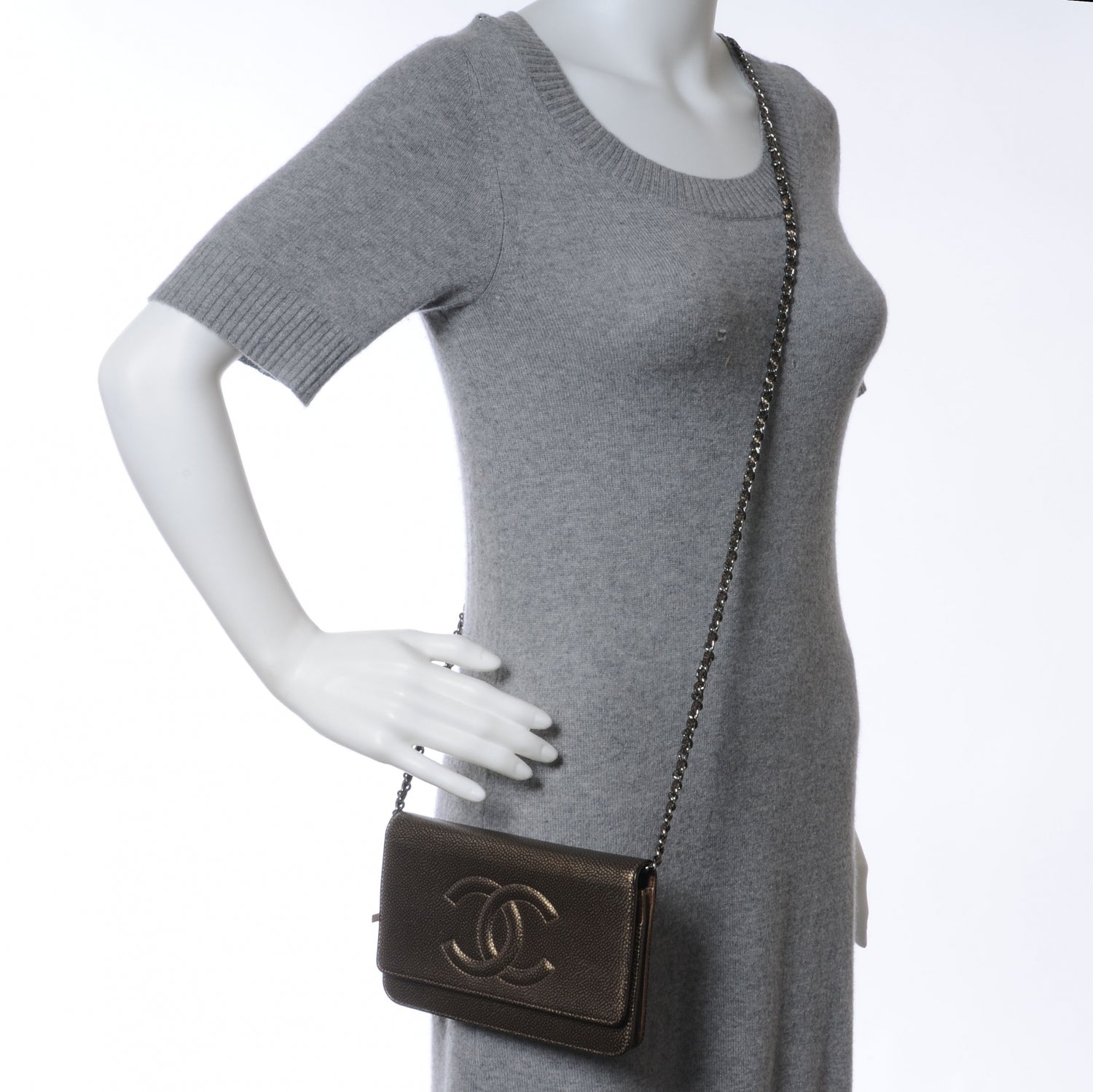 Chanel Caviar Wallet on Chain WOC Metallic 2 of 6
