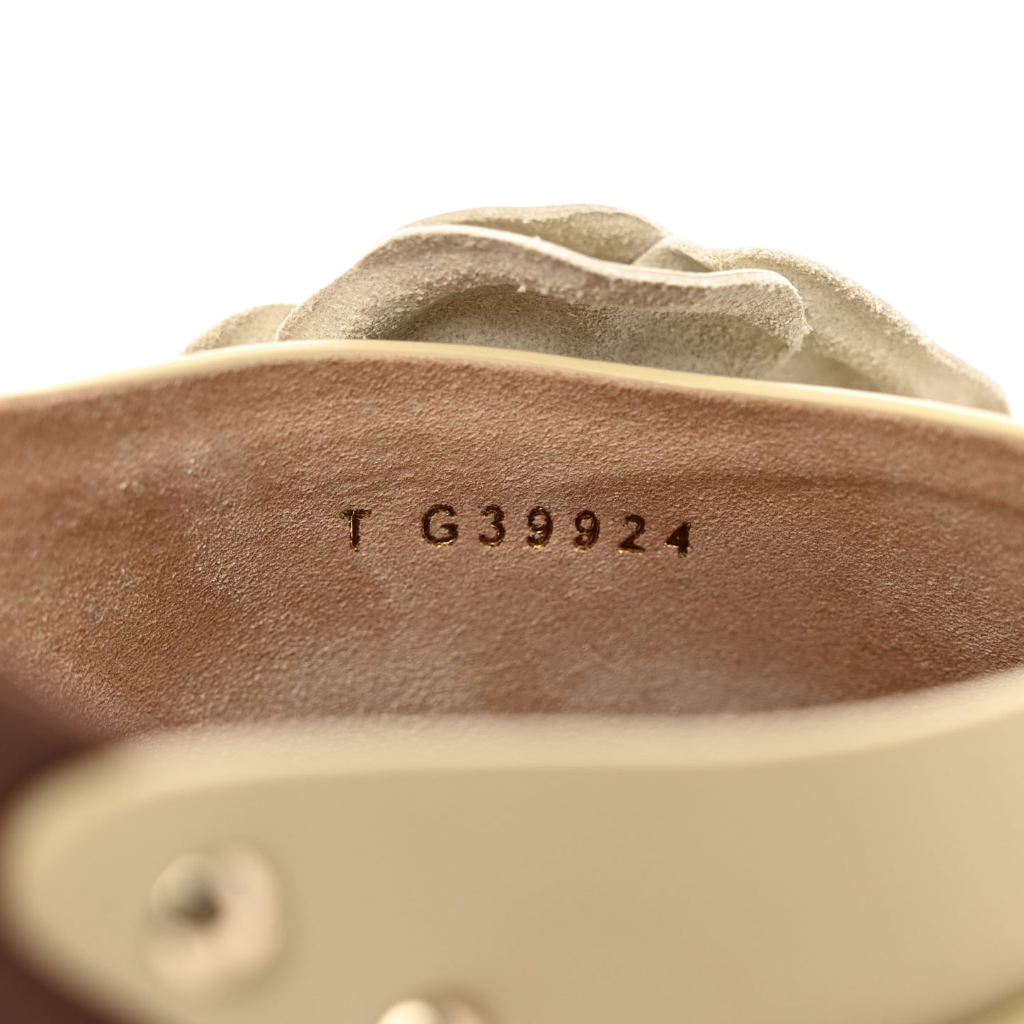 Calfskin Camellia Clogs 39 Light Beige