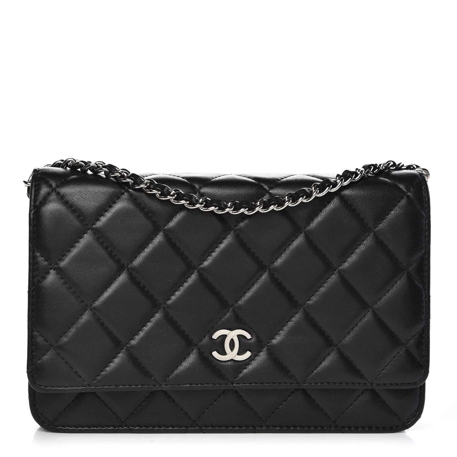 Chanel Lambskin Quilted Wallet On Chain WOC Black 1 of 8